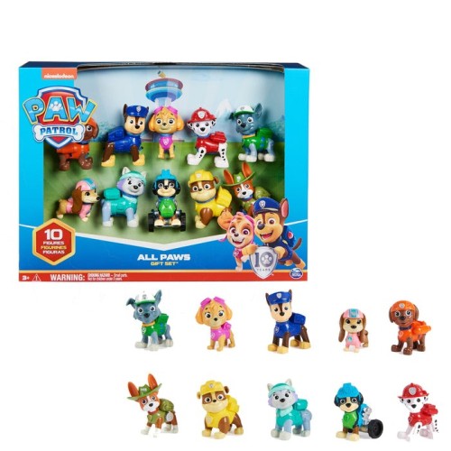 Spin master paw patrol - set de regalo action pack pups, figura de juguete 10 figuras de perros 6065255