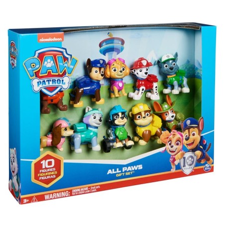 Spin master paw patrol - set de regalo action pack pups, figura de juguete 10 figuras de perros 6065255