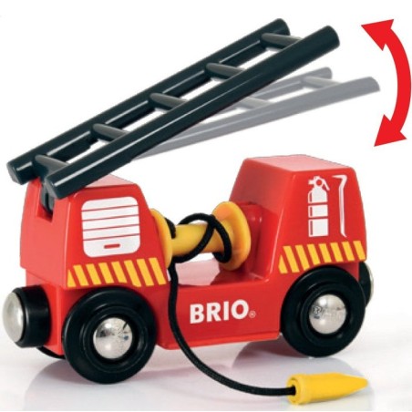 Brio world vehículo de bomberos con escalera, vehículo de juguete rojo/amarillo, con luz y sonido 33811