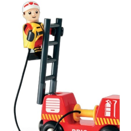 Brio world vehículo de bomberos con escalera, vehículo de juguete rojo/amarillo, con luz y sonido 33811