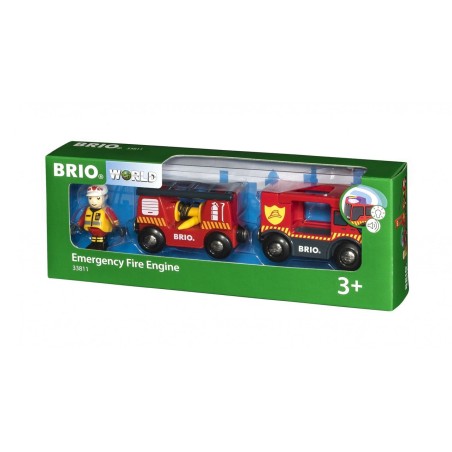Brio world vehículo de bomberos con escalera, vehículo de juguete rojo/amarillo, con luz y sonido 33811