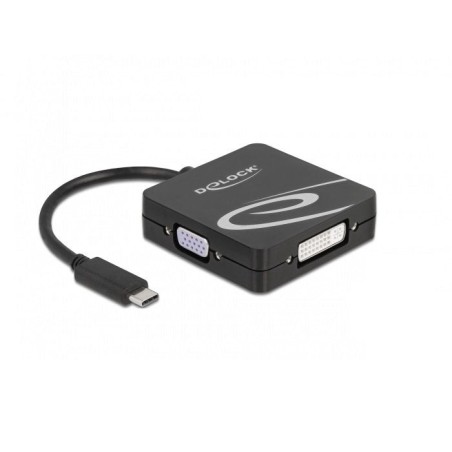 Adaptador usb delock , conector usb-c  toma vga + hdmi + dvi + displayport (negro, 10cm)