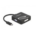 Adaptador usb delock , conector usb-c  toma vga + hdmi + dvi + displayport (negro, 10cm)