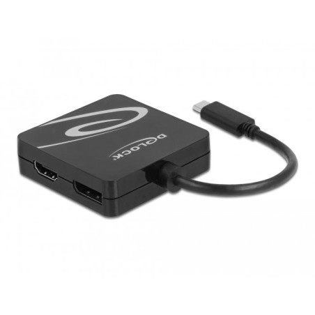 Adaptador usb delock , conector usb-c  toma vga + hdmi + dvi + displayport (negro, 10cm)