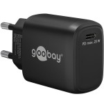 Cargador  25w usb 1 puert. usb-c negro gan fc pd salida lateral goobay