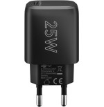 Cargador  25w usb 1 puert. usb-c negro gan fc pd salida lateral goobay