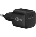 Cargador  20w usb 1 puert. usb-c negro gan pd salida lateral tamaño nano goobay