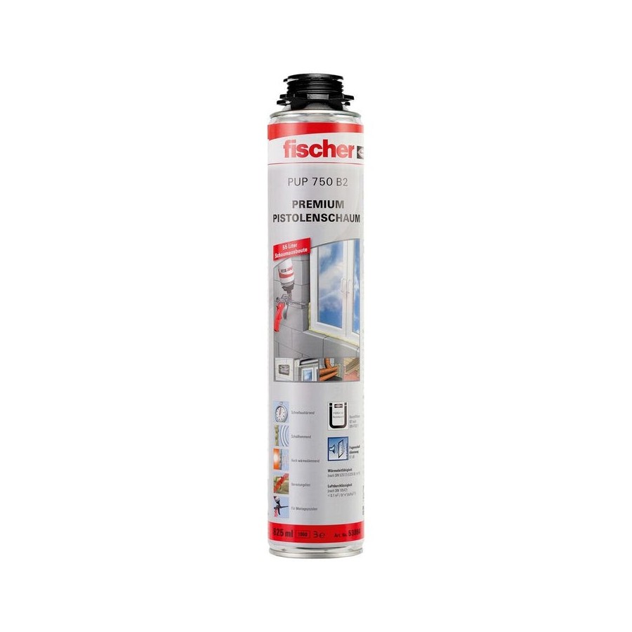 Fischer espuma para pistola pup 750 b2 premium, sellador beige, 825ml 53084