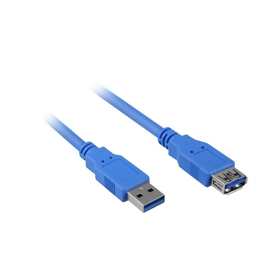 Cable alargador sharkoon usb 3.2 gen 1, usb-a macho  usb-a hembra azul, 3 metros, doble blindaje 4044951010899