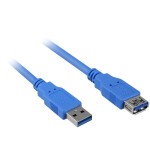 Cable alargador sharkoon usb 3.2 gen 1, usb-a macho  usb-a hembra azul, 3 metros, doble blindaje 4044951010899