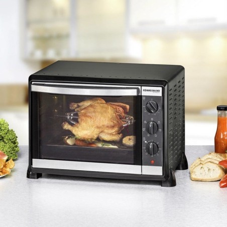 Mini horno rommelsbacher bg 1550  30 l negro,  negro, horno eléctrico, 30 l, 80 - 230 °c, negro, giratorio, mecánico, minorista