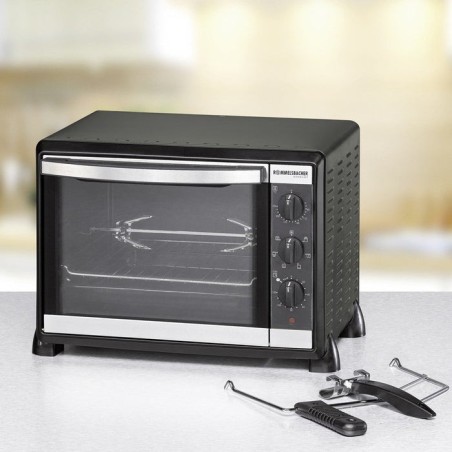 Mini horno rommelsbacher bg 1550  30 l negro,  negro, horno eléctrico, 30 l, 80 - 230 °c, negro, giratorio, mecánico, minorista