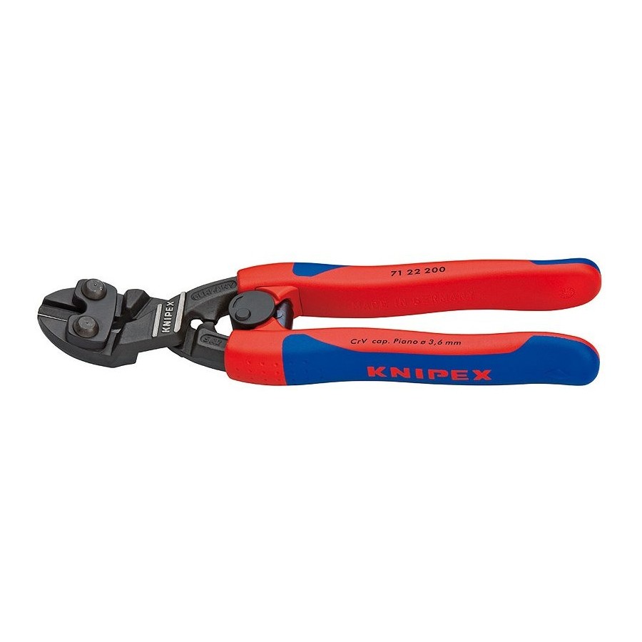 Alicates  knipex cortapernos compacto cobolt 71 22 200  de corte con resorte de apertura y bloqueo 7122200