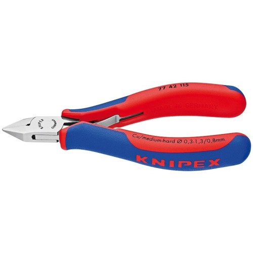Knipex alicates para electrónica 77 42 115 (rojo/azul, doble resorte de baja fricción)