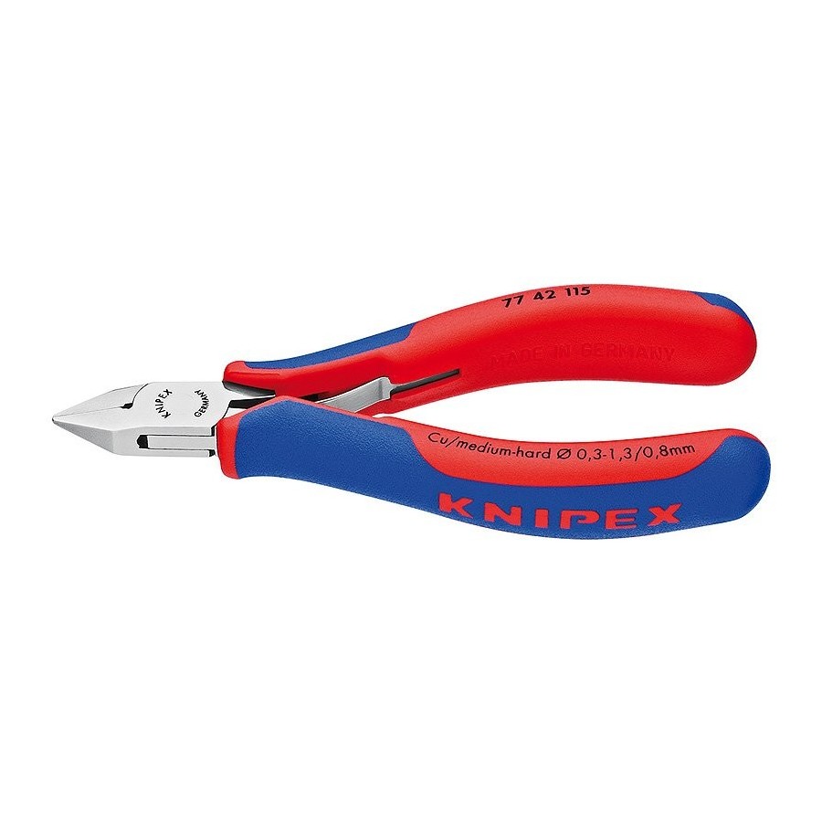 Knipex alicates para electrónica 77 42 115 (rojo/azul, doble resorte de baja fricción)