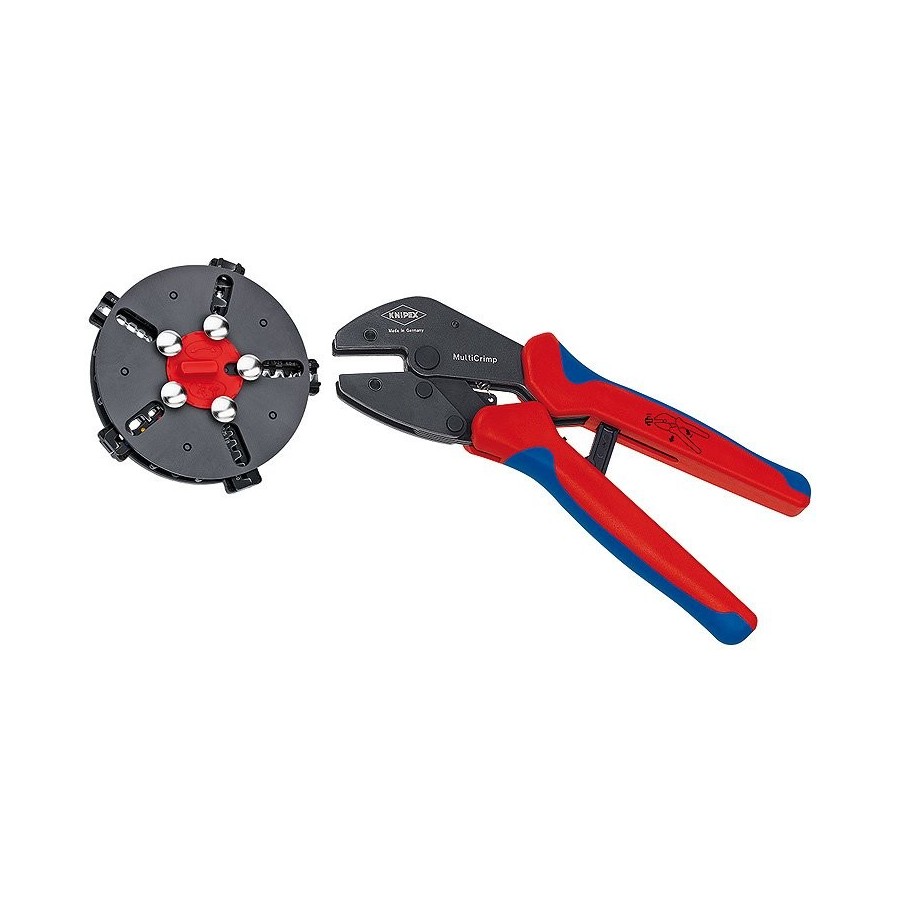 Alicates para engarzar knipex multicrimp 97 33 02, con cargador de cambio rojo/azul, incl. 973302