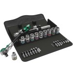 Wera 8100 sc 6 juego de carraca zyklop, kit de herramientas negro/verde, speed cuadradillo de 1/2", métrico