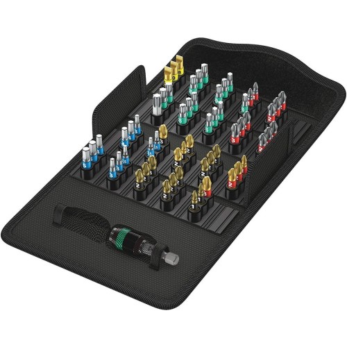 Juego de puntas wera bit-safe 61 bitorsion 1 con soporte para puntas, 1/4", en caja textil 5057441001