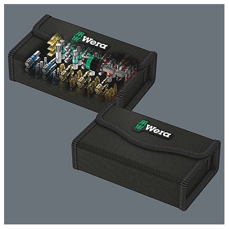 Juego de puntas wera bit-safe 61 bitorsion 1 con soporte para puntas, 1/4", en caja textil 5057441001