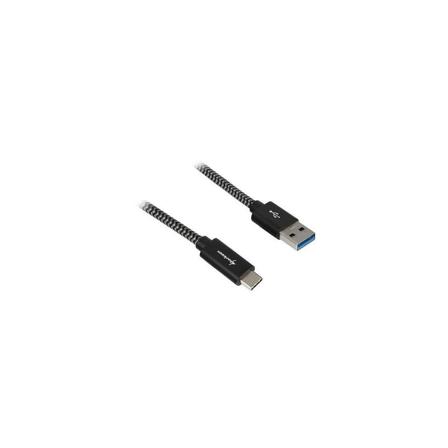 Cable sharkoon usb 3.2 gen 2, usb-a macho  usb-c macho negro/gris, 1 metro, con funda 4044951027040
