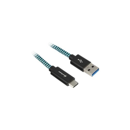 Cable sharkoon usb 3.2 gen 2, usb-a macho  usb-c macho negro/azul claro, 1 metro, con funda 4044951027125