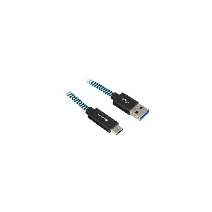 Cable sharkoon usb 3.2 gen 2, usb-a macho  usb-c macho negro/azul claro, 1 metro, con funda 4044951027125