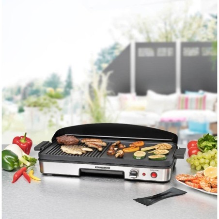Parrilla eléctrica rommelsbacher bbq 2003 negro/acero inoxidable, 1.900 vatios bbq 2003