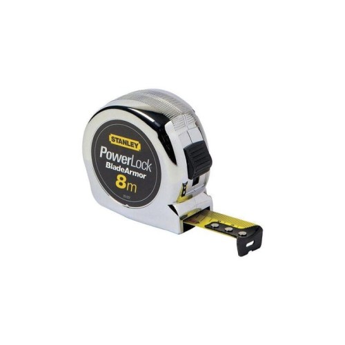 Cinta métrica stanley micro powerlock blade armor, 8 metros plateado/amarillo, 25mm 0-33-527
