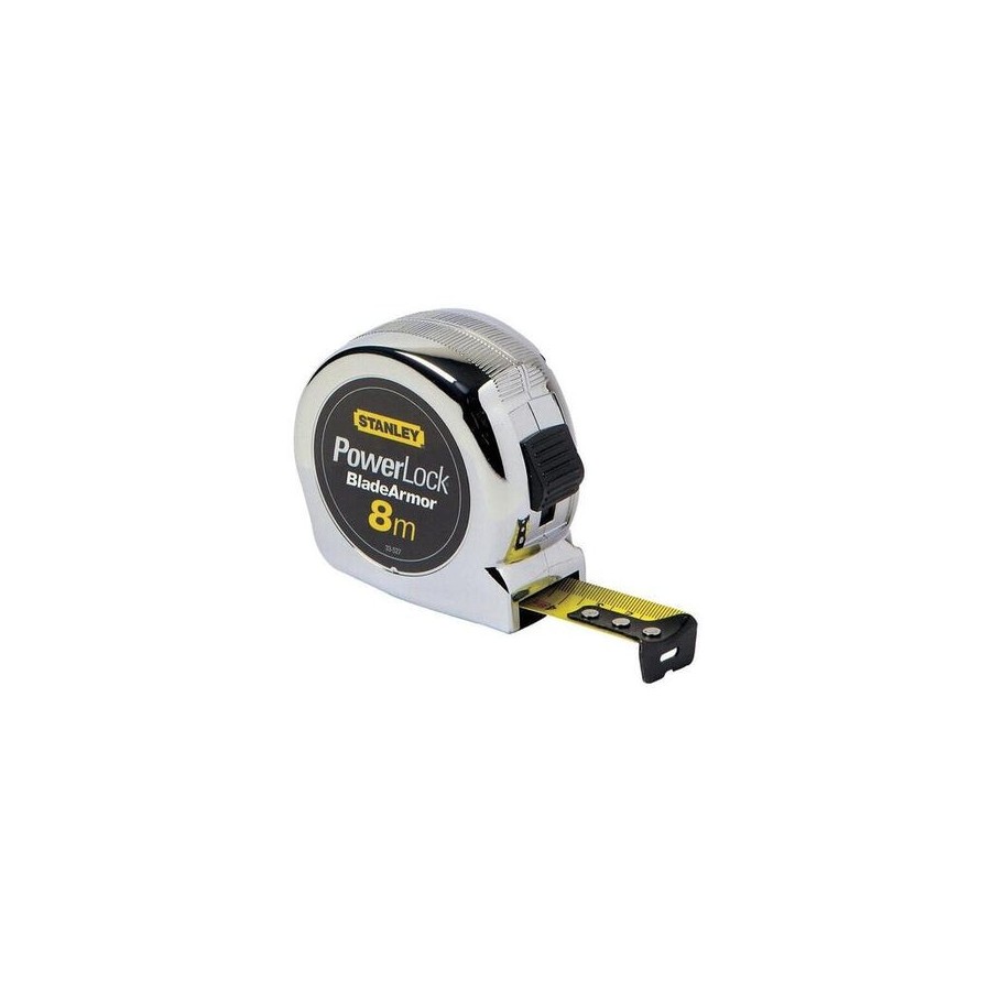 Cinta métrica stanley micro powerlock blade armor, 8 metros plateado/amarillo, 25mm 0-33-527