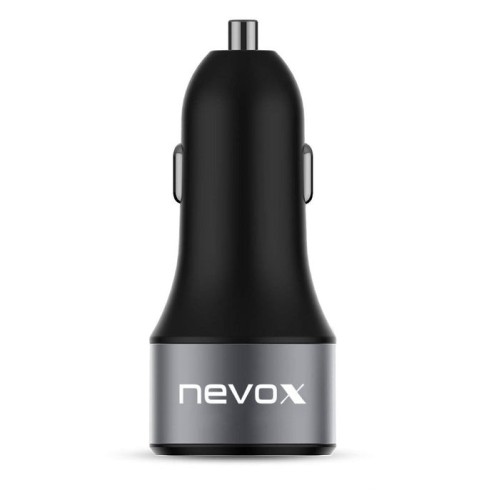 Adaptador nevox usb pd type c + qc 3.0 de carga para coche, cargador negro 4250686406795