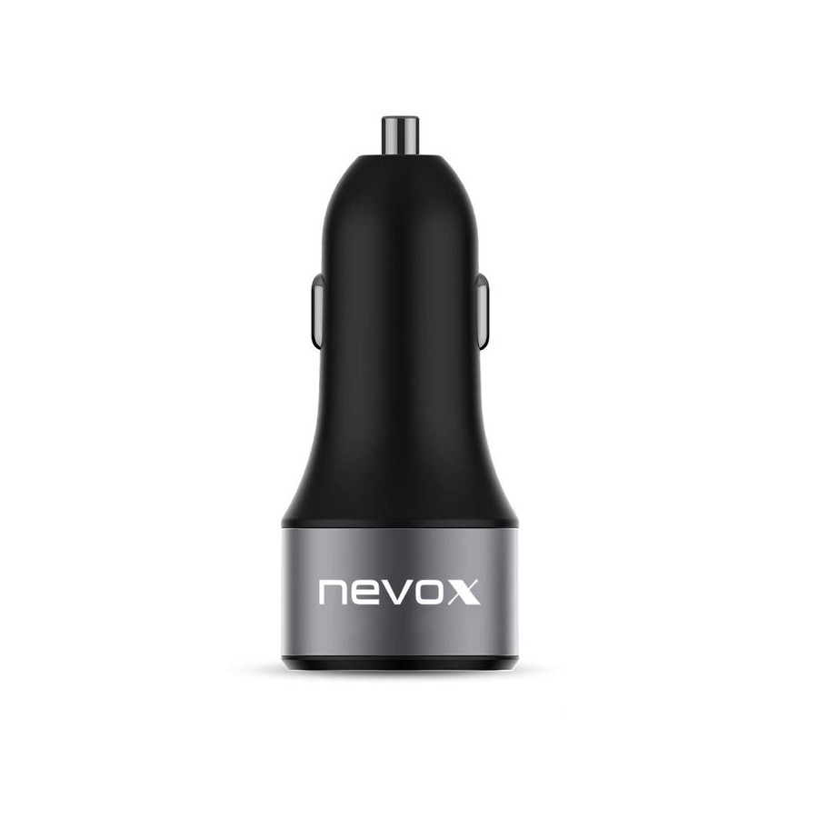 Adaptador nevox usb pd type c + qc 3.0 de carga para coche, cargador negro 4250686406795