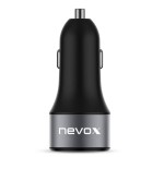 Adaptador nevox usb pd type c + qc 3.0 de carga para coche, cargador negro 4250686406795