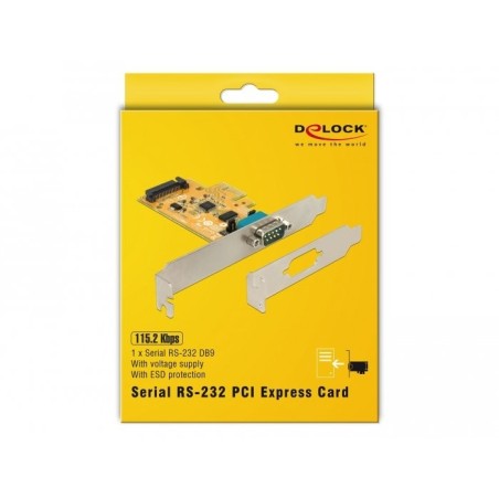 Delock 90293 tarjeta pci express x1 a 1 x serial con suministro de voltaje protección esd