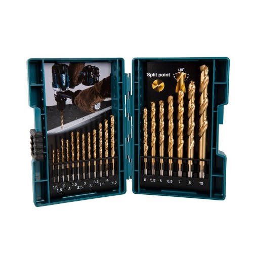 Juego de brocas para metal makita hss-tin, 19 piezas, juego de brocas b-67795