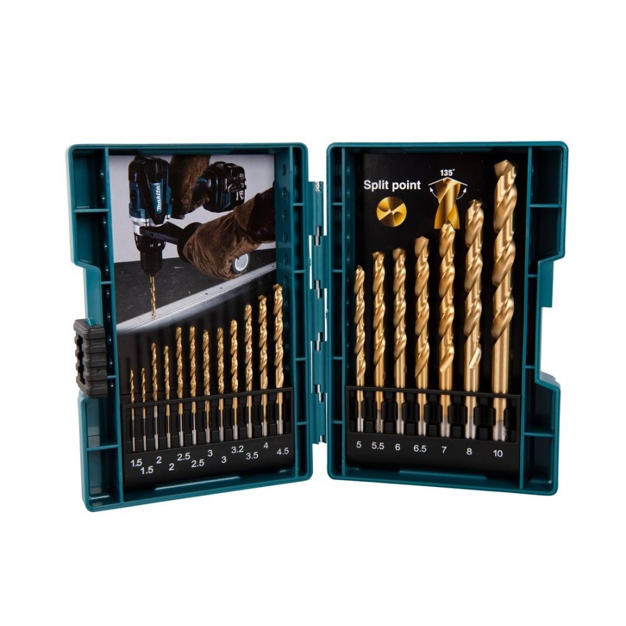 Juego de brocas para metal makita hss-tin, 19 piezas, juego de brocas b-67795