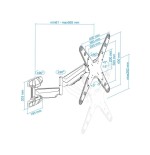 Tooq soporte de pared con brazo articulado para tv de 23"-55" - giratorio e inclinable - piston de gas - peso max 30kg
