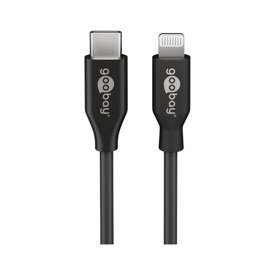 Goobay 39445 cable de conector lightning 1 m negro negro, 1 m, lightning, usb c, macho, macho, negro