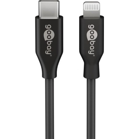 Goobay 39445 cable de conector lightning 1 m negro negro, 1 m, lightning, usb c, macho, macho, negro