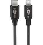 Goobay 39445 cable de conector lightning 1 m negro negro, 1 m, lightning, usb c, macho, macho, negro