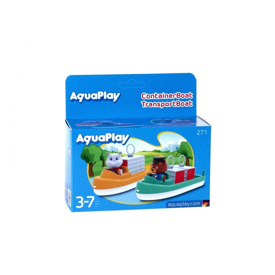 Aquaplay contenedor y barco de transporte  multicolor, incluye 2 figuras de juguete 8700000271