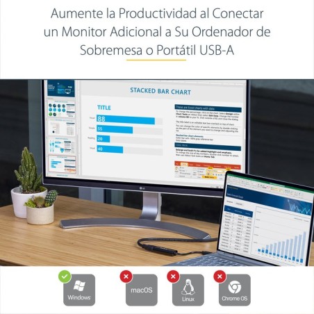 Startech adaptador usb 3.0 a hdmi  negro