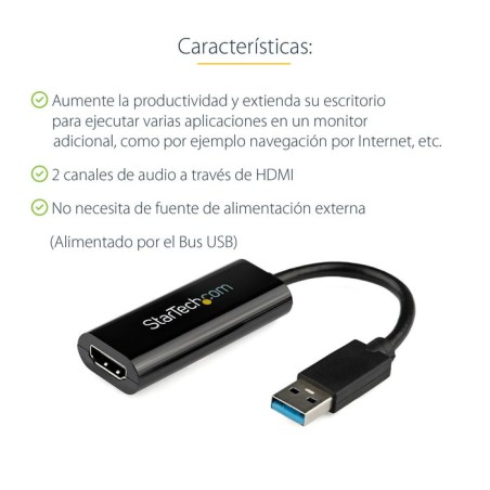 Startech adaptador usb 3.0 a hdmi  negro