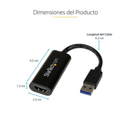 Startech adaptador usb 3.0 a hdmi  negro