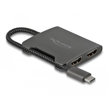 Adaptador usb delock, enchufe usb-c  2x toma hdmi negro, 15 cm, divisor de vídeo, mst 4k 60 hz 87778