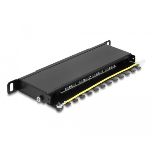 Delock 66870 panel de parcheo 0.5u, patch panel negro, negro, metal, 0.5u, 254 mm, 100 mm, 22 mm