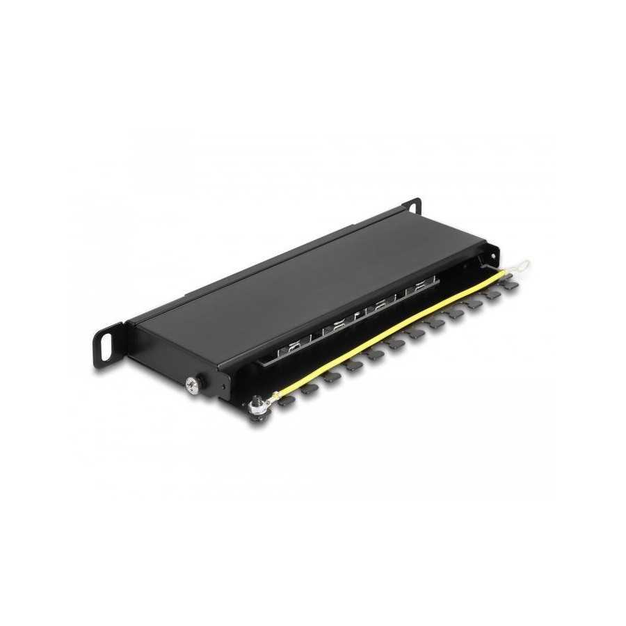 Delock 66870 panel de parcheo 0.5u, patch panel negro, negro, metal, 0.5u, 254 mm, 100 mm, 22 mm