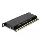Delock 66870 panel de parcheo 0.5u, patch panel negro, negro, metal, 0.5u, 254 mm, 100 mm, 22 mm