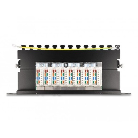 Delock 66870 panel de parcheo 0.5u, patch panel negro, negro, metal, 0.5u, 254 mm, 100 mm, 22 mm