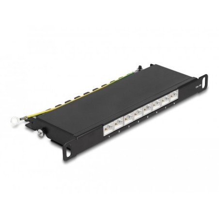 Delock 66870 panel de parcheo 0.5u, patch panel negro, negro, metal, 0.5u, 254 mm, 100 mm, 22 mm
