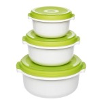 Emsa 509741 recipiente de almacenar comida alrededor establecer verde, blanco 3 pieza(s)